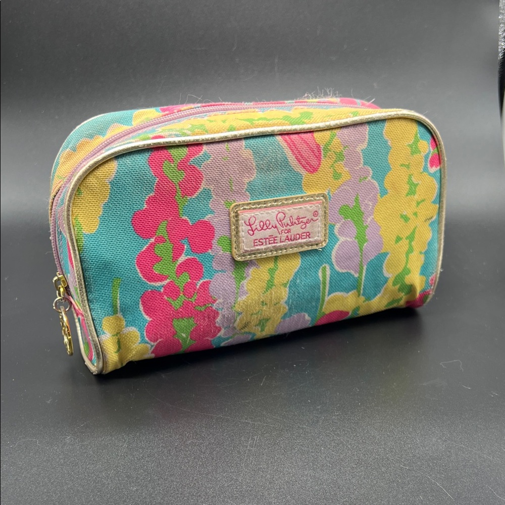 Lilly Pulitzer Cosmetic Bag in Teal, Pink, Yellow Floral Print